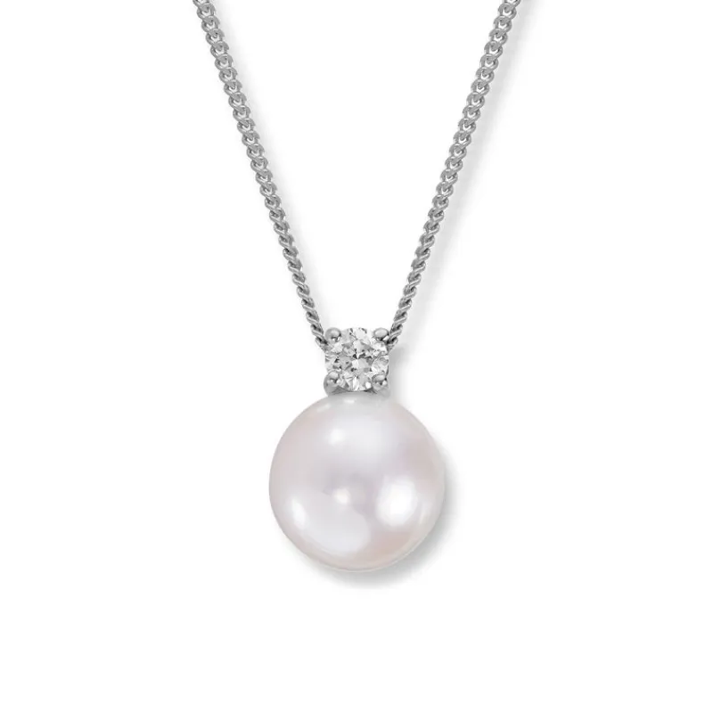 David-Andersen Halssmykker Med Perle-Anheng, Akoyaperle Og Diamant