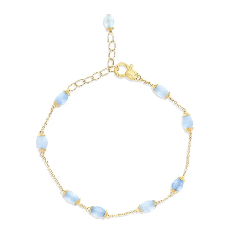 Nanis Gullarmbånd-Armbånd, Azure Amulets Akvamarin
