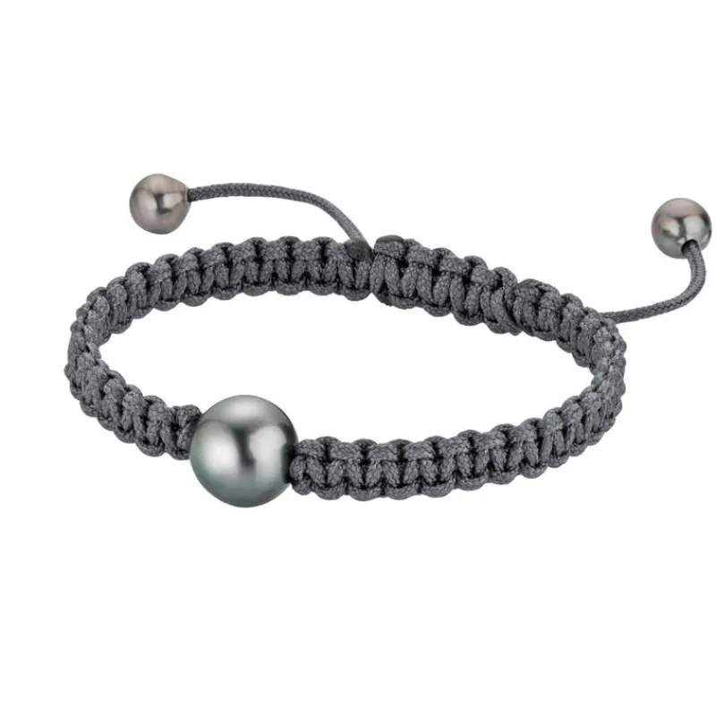 Gellner Perlearmbånd-Armbånd, Gra Makrame Med Tahitiperler