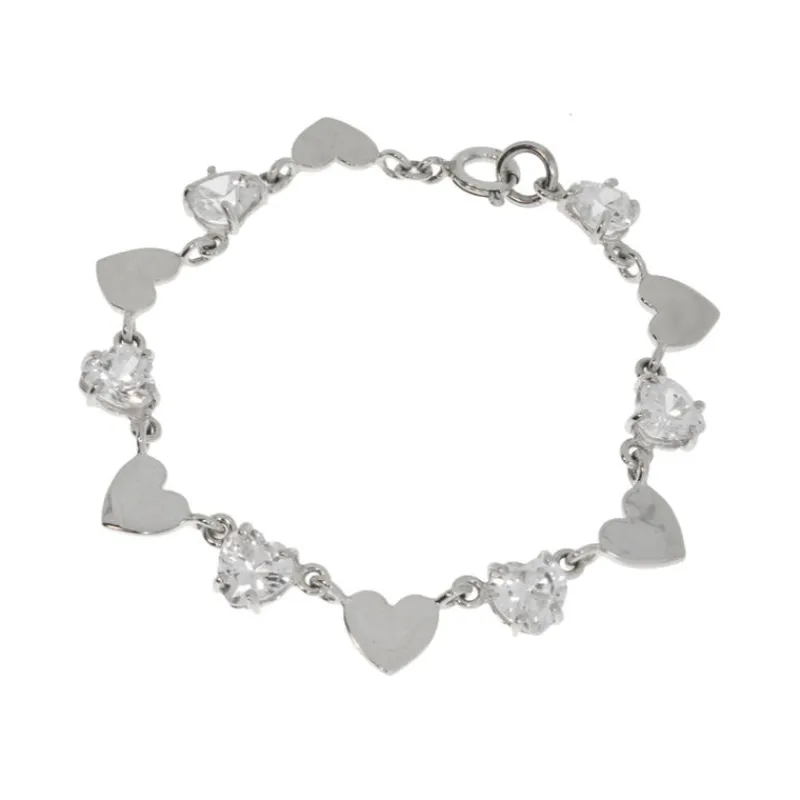 Rikke Harsheim Sølvarmbånd-Armbånd, Solv Hjerter Og Zircon