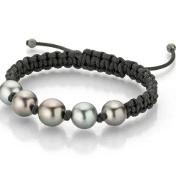 Gellner Perlearmbånd-Armbånd, Sort Makrame Med Tahitiperler
