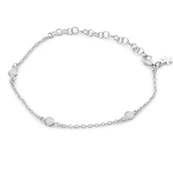 Susanne Friis Bjørner Sølvarmbånd-Armbånd, Tre Stener - Lyserosa Krystall