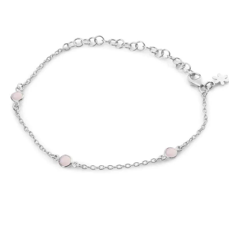 Susanne Friis Bjørner Sølvarmbånd-Armbånd, Tre Stener - Lyserosa Krystall