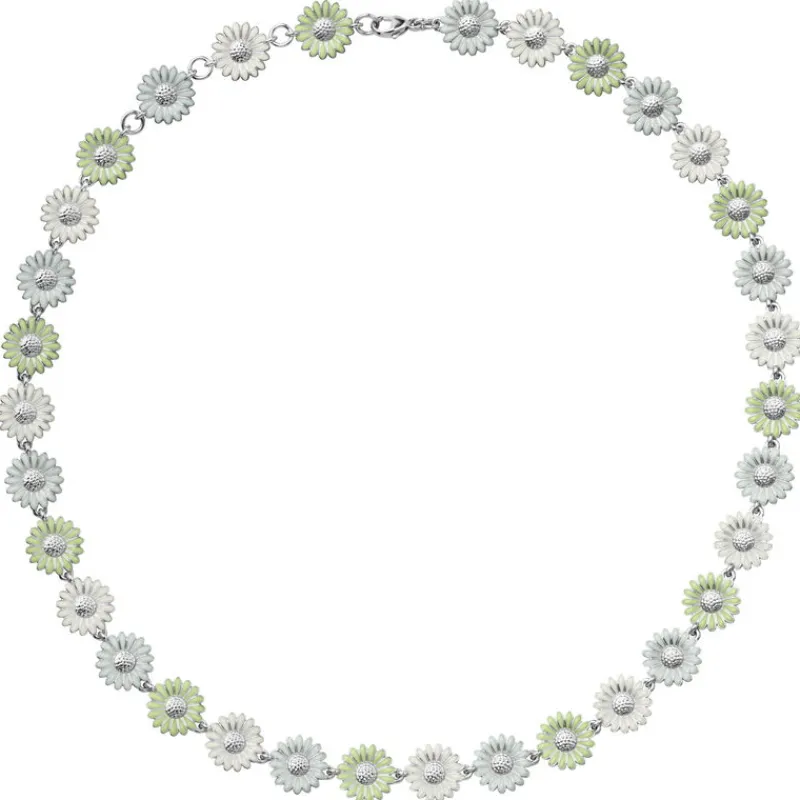 Georg Jensen Halssmykker I Gull-Kjede, Daisy Gronn Og Hvit