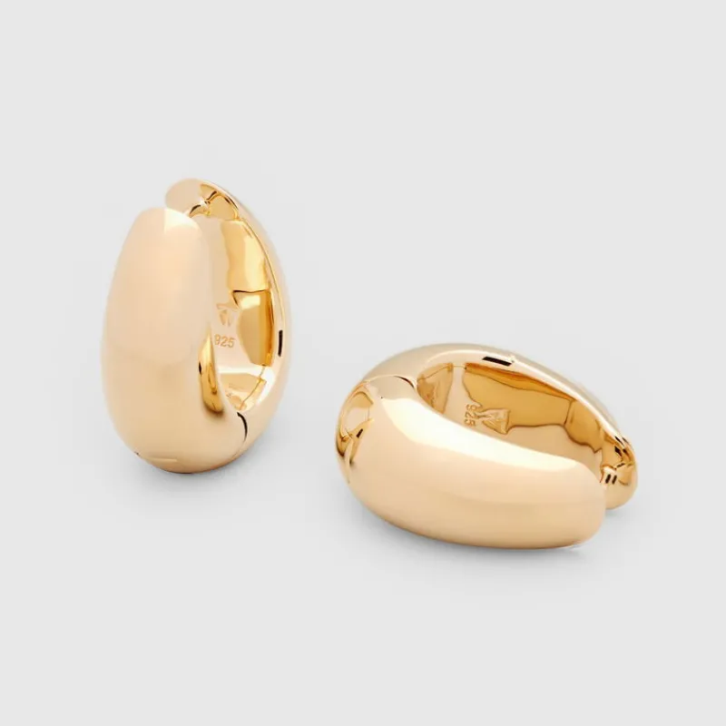 Tom Wood Sølvøredobber-Øreringer, Ice Hoops Large Gold