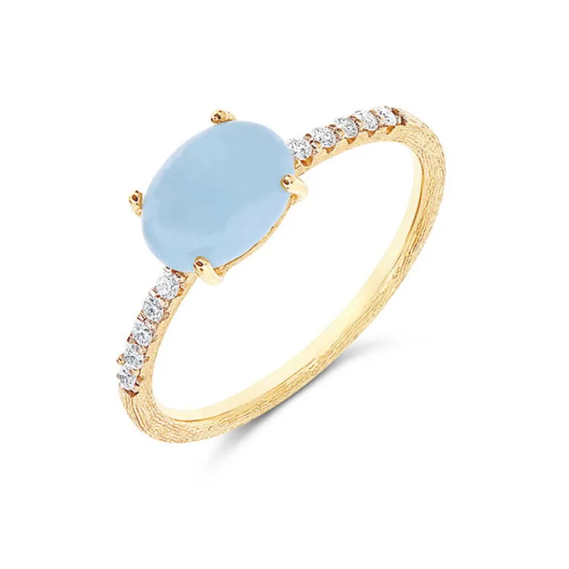 Nanis Gullringer-Ring, Dancing Azure Opak Akvamarin