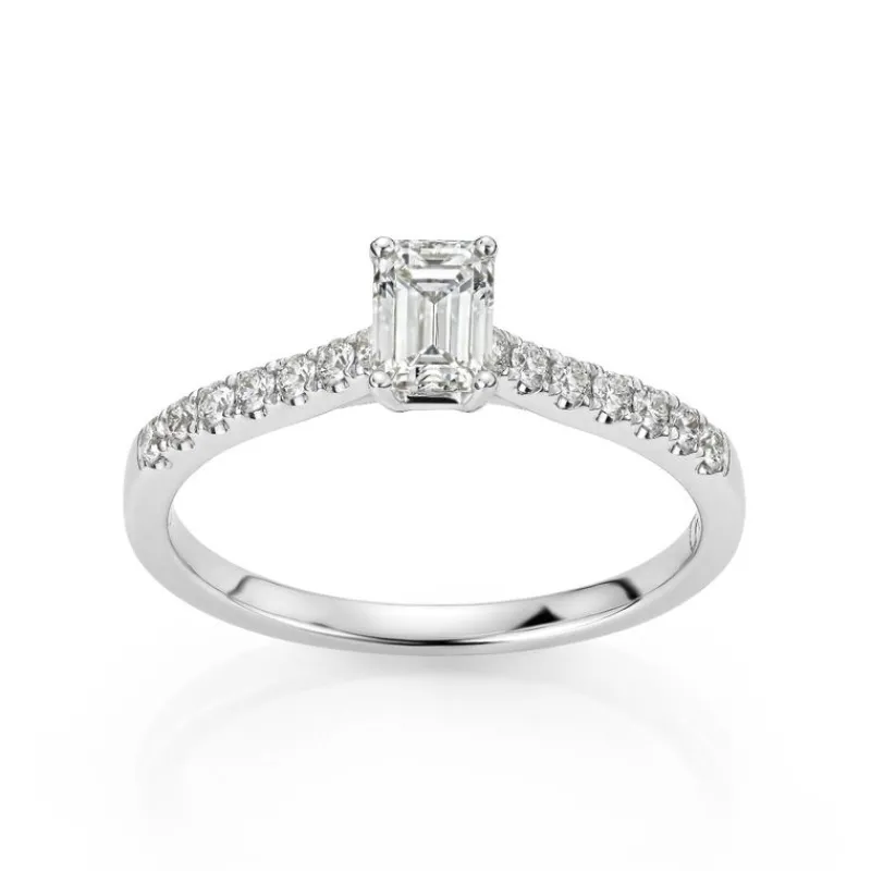 David-Andersen Diamantringer-Ring, Enstens Smaragdslipt Med Diamanter (0,74 Ct)