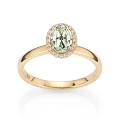 David-Andersen Gullringer-Ring, Gronn Ametyst Og Diamanter