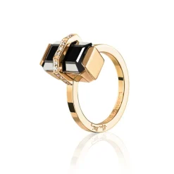 Efva Attling Gullringer-Ring, Little Bend Over Onyx