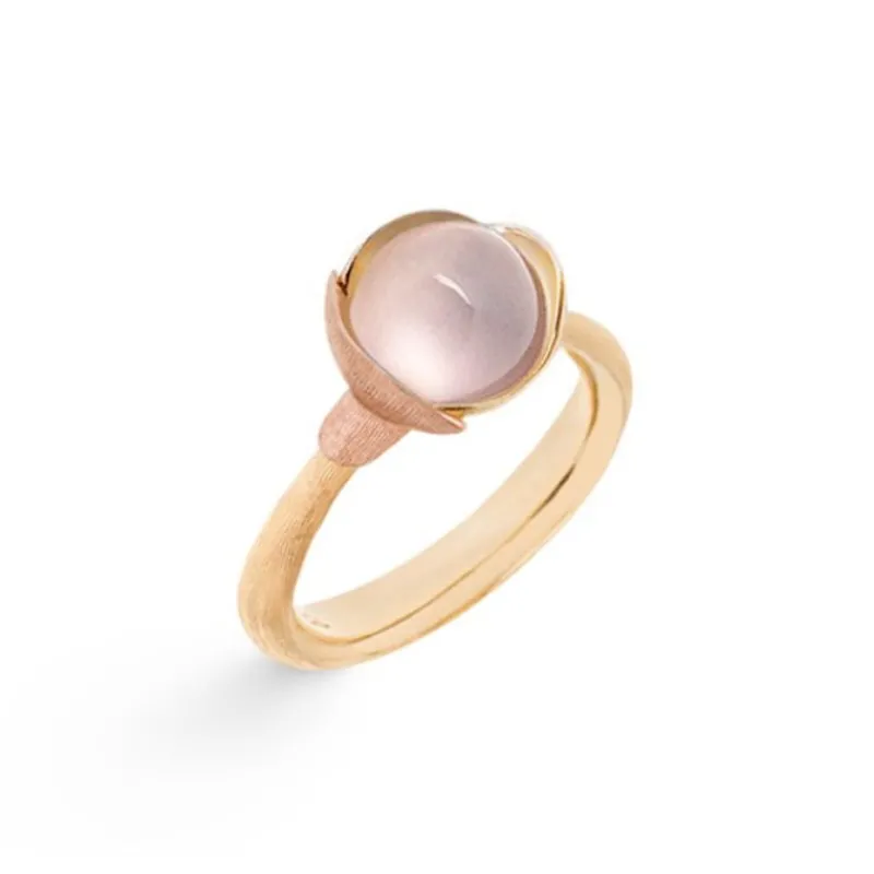 Ole Lynggaard Copenhagen Gullringer-Ring, Lotus Str 1 Rosakvarts