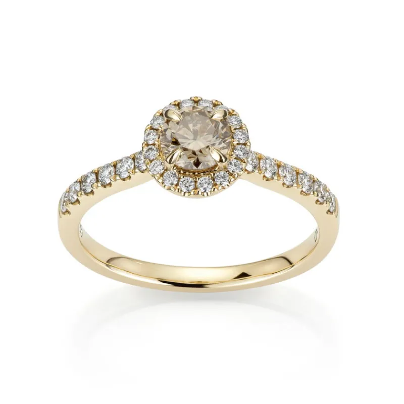 David-Andersen Diamantringer-Ring, Rosett Brilliantslipt Fancy Brown Diamant (0,84 Ct)